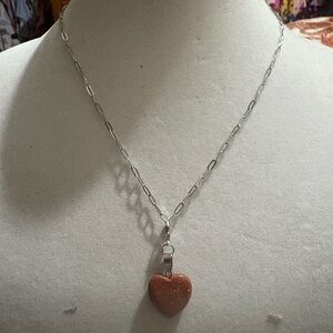 Stainless steel sandstone 18 inch Heart Pendant Necklace - Women Jewelry
